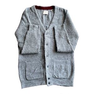 Astronomy Button Down Grandpa Cardigan Charcoal Gray M Front Pockets